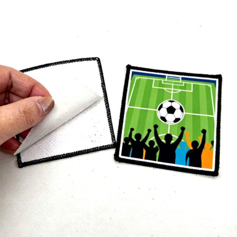 2 1/2' x 2 1/2' négyzet alakú szublimációs szövet Merrow tapasz ragasztóval