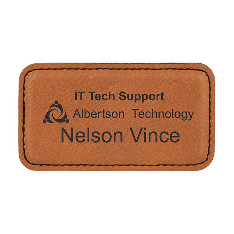 Műbőr, nagy téglalap alakú névjelvények